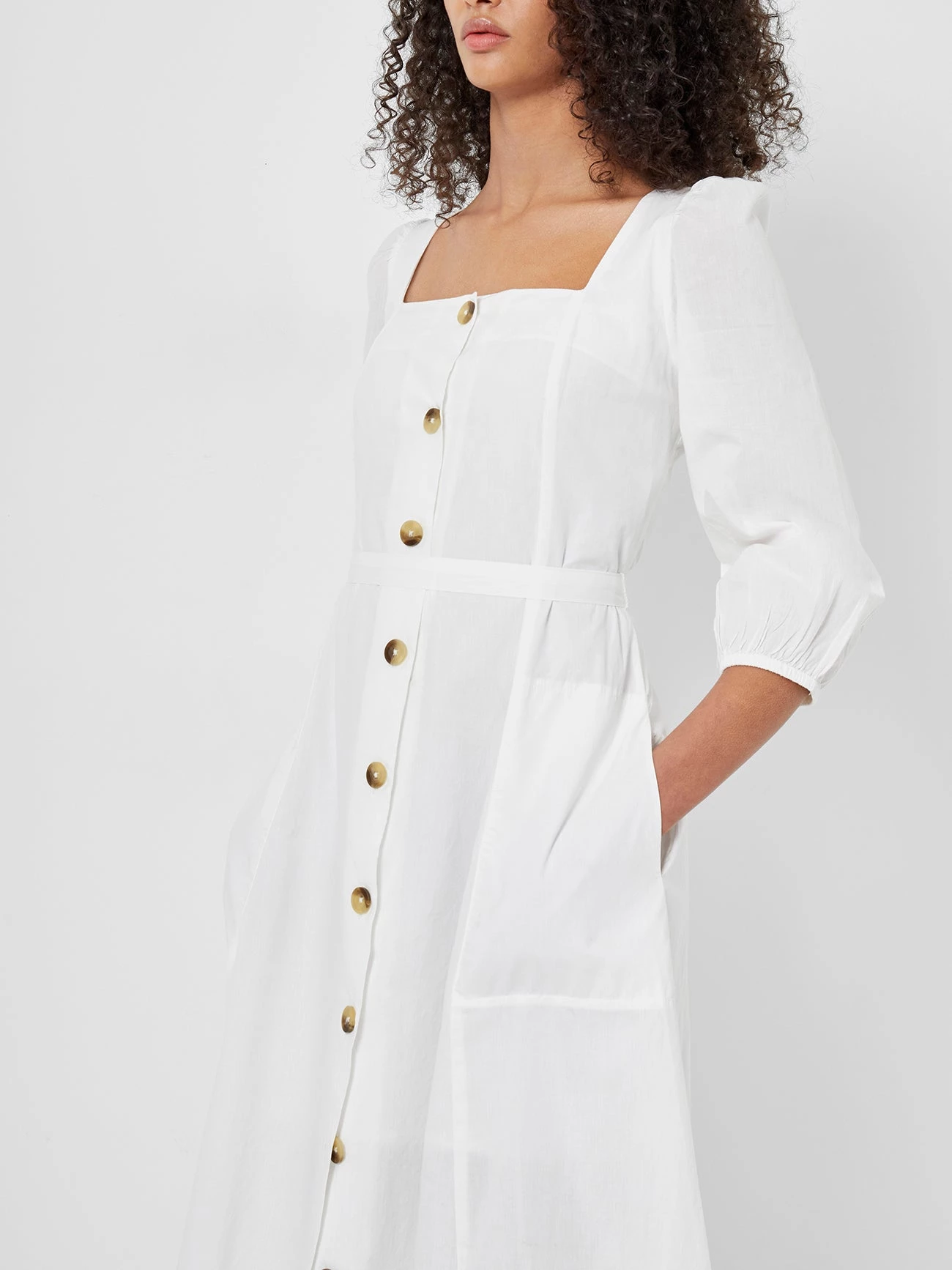 French Connection New In Lavanna Poplin Square-Neck Dress 6 French Connection New In Lavanna Poplin Square-Neck Dress