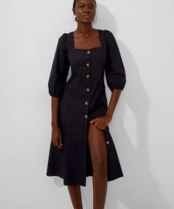French Connection New In Lavanna Poplin Square-Neck Dress