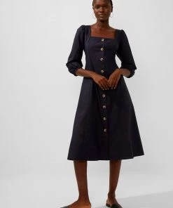 French Connection New In Lavanna Poplin Square-Neck Dress 14 French Connection New In Lavanna Poplin Square-Neck Dress