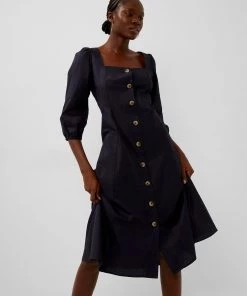 French Connection New In Lavanna Poplin Square-Neck Dress 12 French Connection New In Lavanna Poplin Square-Neck Dress