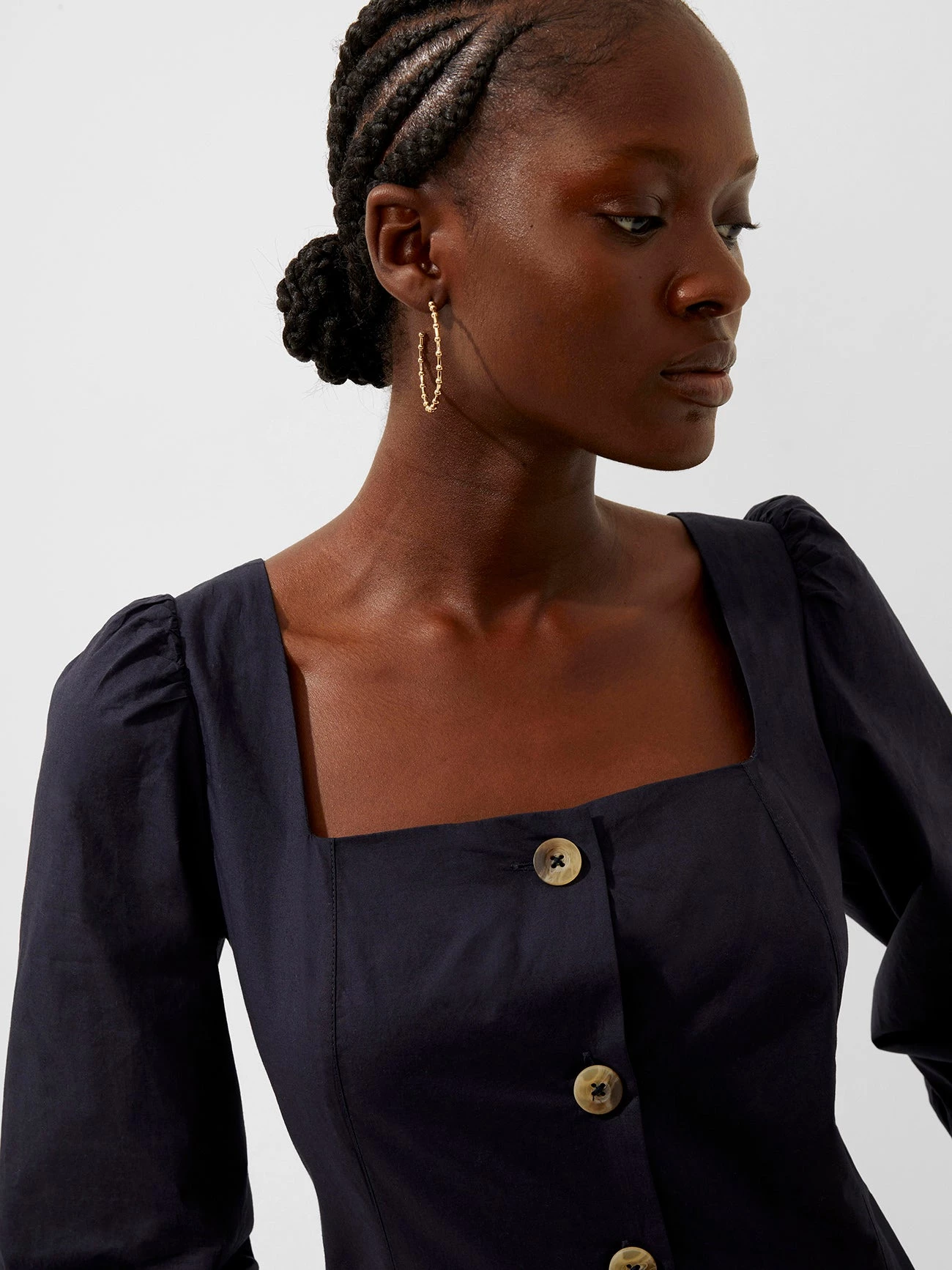 French Connection New In Lavanna Poplin Square-Neck Dress 6 French Connection New In Lavanna Poplin Square-Neck Dress