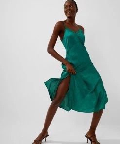 French Connection New In Dola Drape Slip Midi Dress