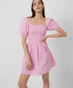 French Connection Artina Gingham Smocked Mini Dress Dresses