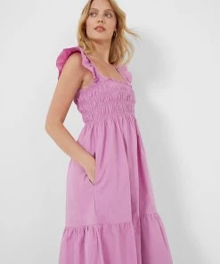 French Connection New In Isla Organic Tiered Skirt Midi Dress