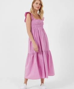 French Connection New In Isla Organic Tiered Skirt Midi Dress