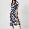 French Connection Aimee Enid Front Split Midi Dress New In
