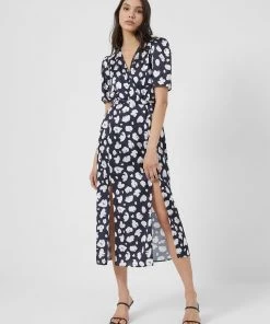 French Connection Aimee Enid Front Split Midi Dress New In