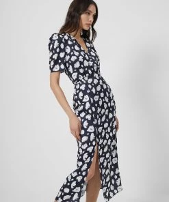 French Connection Aimee Enid Front Split Midi Dress New In