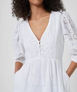 French Connection Abana Biton Organic Broiderie Dress New In
