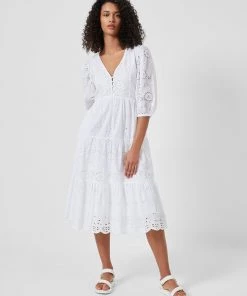 French Connection Abana Biton Organic Broiderie Dress New In