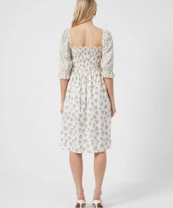 French Connection Doria Smock Balloon-Sleeve Dress New In