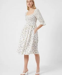 French Connection Doria Smock Balloon-Sleeve Dress New In