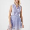 French Connection Abibi Embroidered High-Neck Dress New In