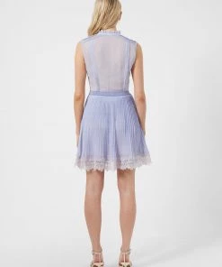 French Connection Abibi Embroidered High-Neck Dress New In