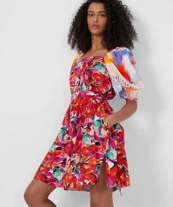 French Connection Isadora Patch Poplin Bardot Dress