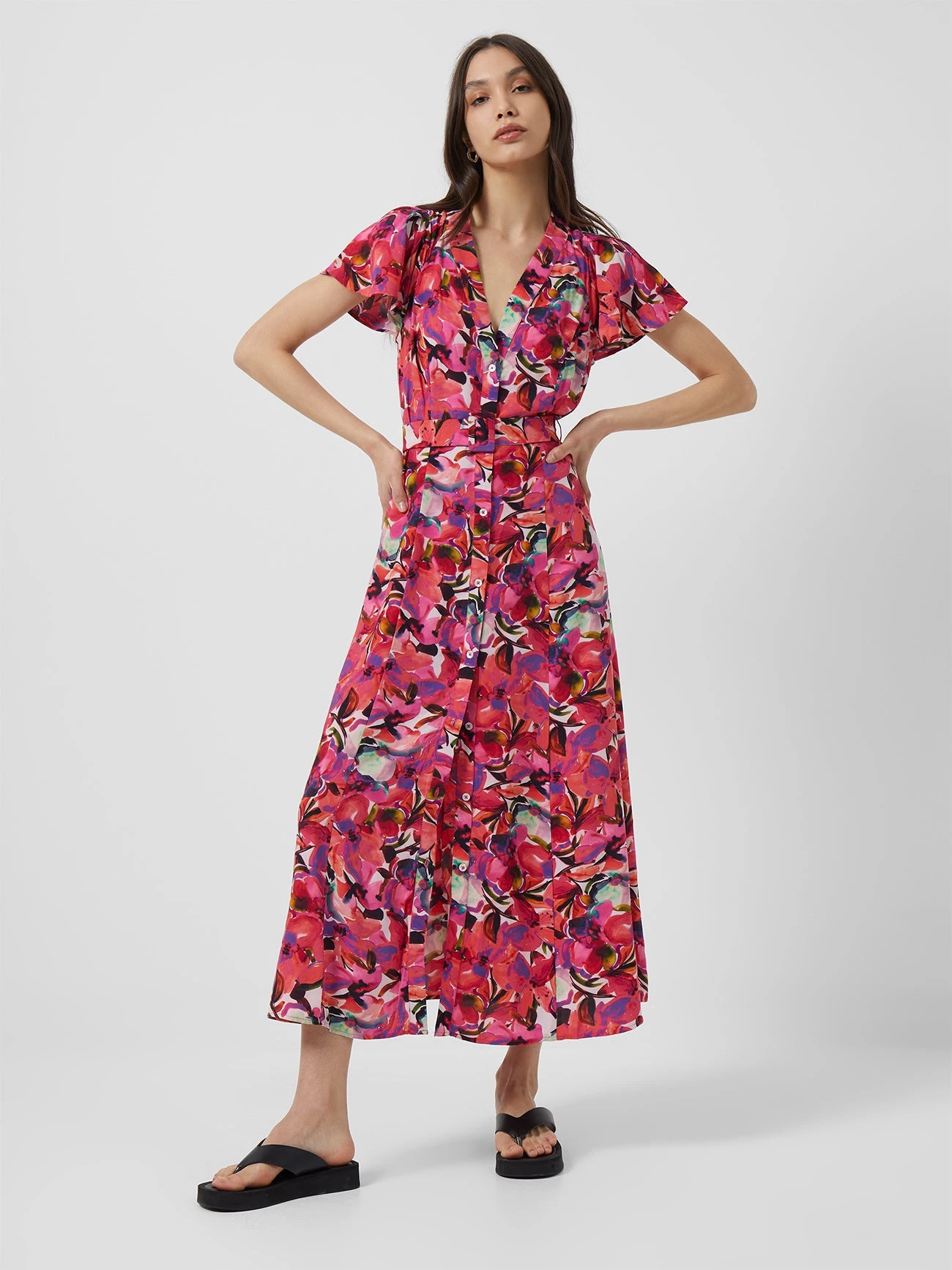 French Connection New In Isadora Delphine Belted Maxi Dress 6 French Connection New In Isadora Delphine Belted Maxi Dress