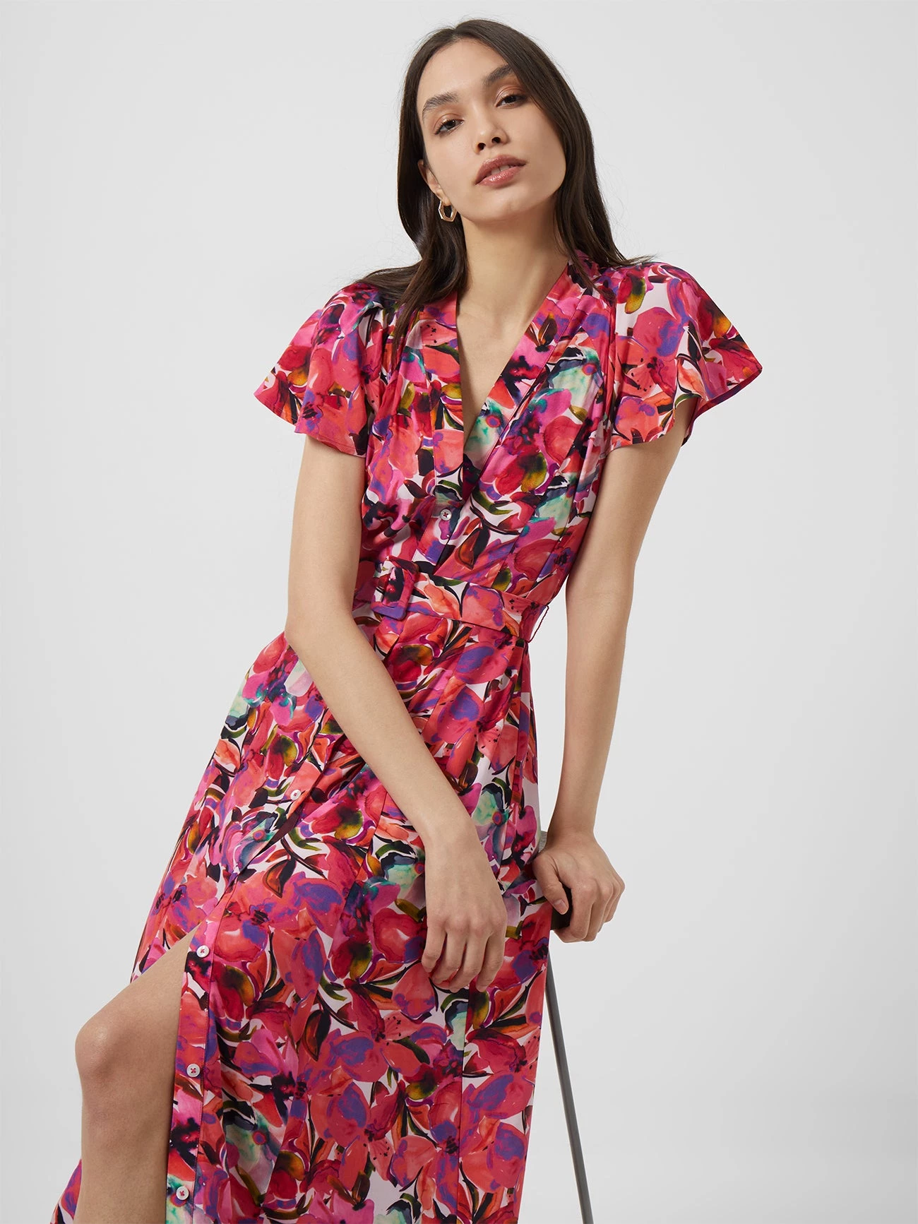 French Connection New In Isadora Delphine Belted Maxi Dress 4 French Connection New In Isadora Delphine Belted Maxi Dress