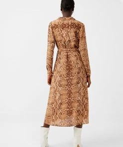 French Connection Snake Print Midi Shirt Dress