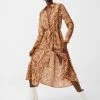 French Connection Snake Print Midi Shirt Dress