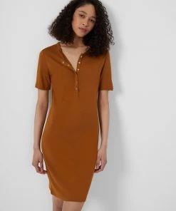 French Connection Solid Meadow Jersey Button Dress Sale