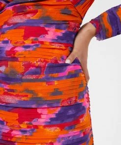 French Connection Watercolour Long Sleeve Bodycon Mini Dress Sale