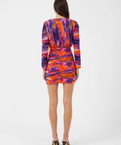 French Connection Watercolour Long Sleeve Bodycon Mini Dress Sale