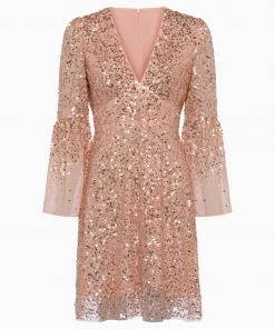 French Connection Cellienne Sequin Long Sleeve Dress Sale