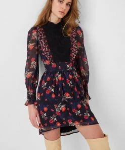 French Connection Ella Rose Recycled Lace Mix Mini Dress