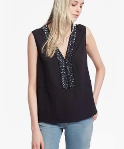 French Connection Karlo Drape Embellished Top Sale