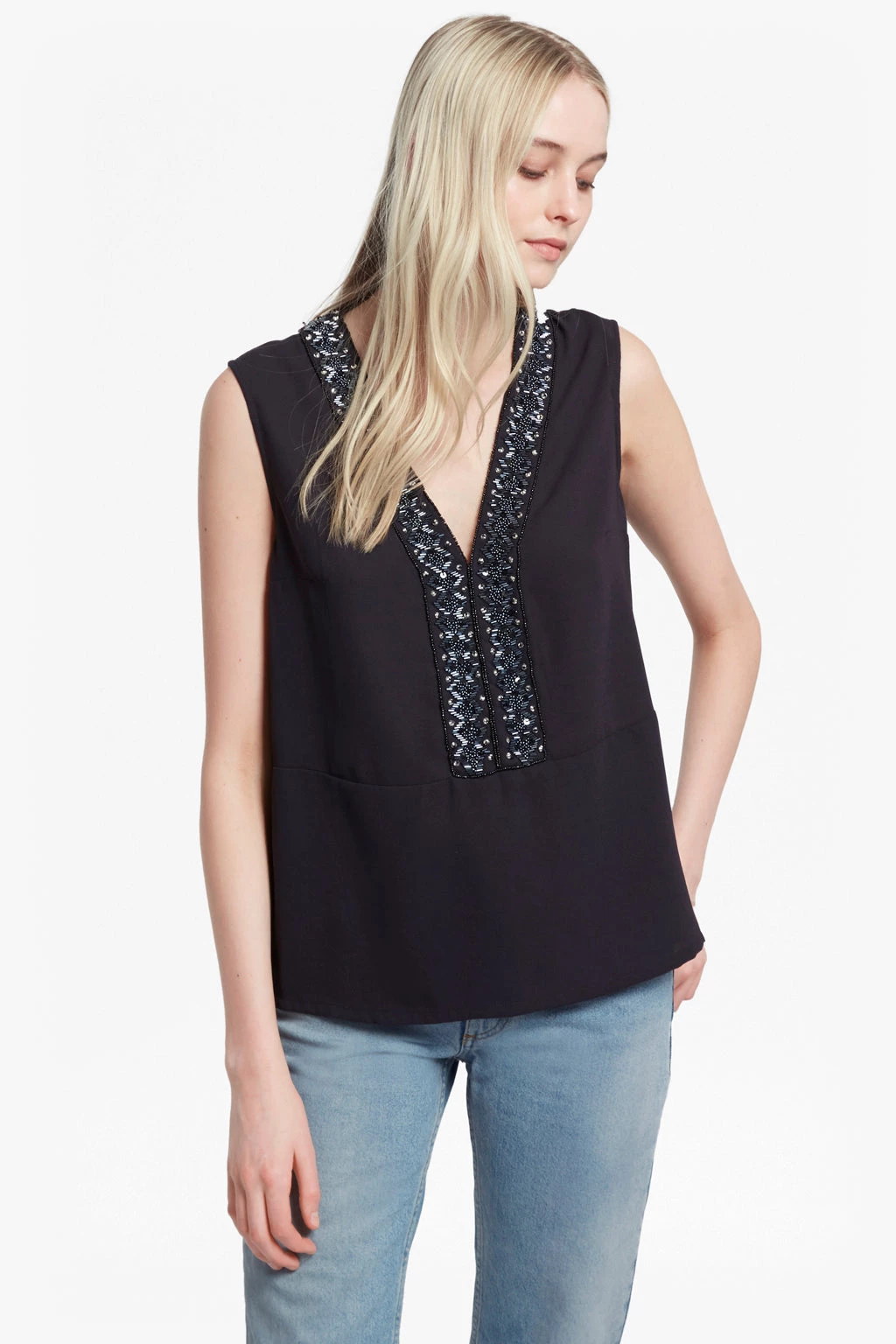 French Connection Karlo Drape Embellished Top Sale 3 French Connection Karlo Drape Embellished Top Sale
