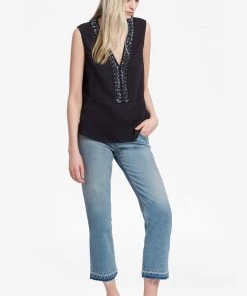 French Connection Karlo Drape Embellished Top Sale