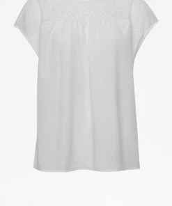 French Connection Aleda Crepe Light Lace V-Back Top Tops