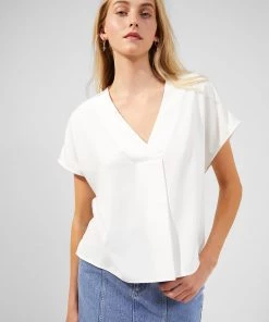 French Connection Crepe Light Short-Sleeve V-Neck Top Tops