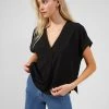 French Connection Tops Crepe Light Short-Sleeve V-Neck Top