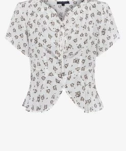 French Connection Aura Floral Gathered Neck Top