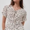 French Connection Aura Floral Gathered Neck Top
