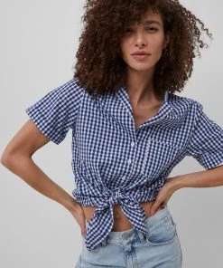 French Connection Reta Check Tie Front Shirt Last Chance To Buy