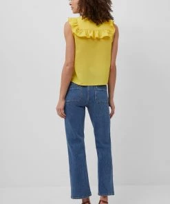 French Connection Crepe Light V Neck Ruffled Top