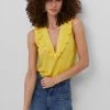 French Connection Crepe Light V Neck Ruffled Top