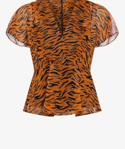 French Connection Iger Crinkle Mix V Neck Top Sale