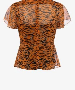 French Connection Iger Crinkle Mix V Neck Top Sale