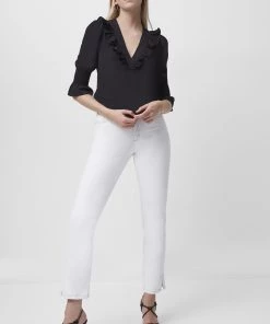 French Connection Crepe Light Ruffle Neck Blouse