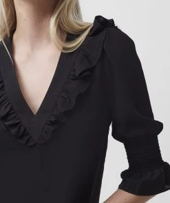 French Connection Crepe Light Ruffle Neck Blouse