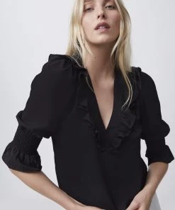 French Connection Crepe Light Ruffle Neck Blouse