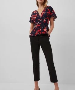 French Connection Elvia Crepe V Neck Top Last Chance To Buy