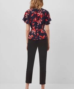 French Connection Elvia Crepe V Neck Top Last Chance To Buy