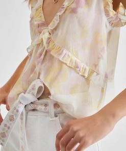 French Connection Duna Crinkle V-Neck Top Sale