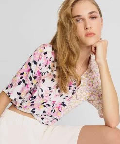 French Connection Yulia Printed Cropped Shirt