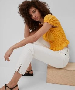 French Connection Almo Cotton Square Neck Top Sale