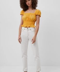 French Connection Almo Cotton Square Neck Top Sale